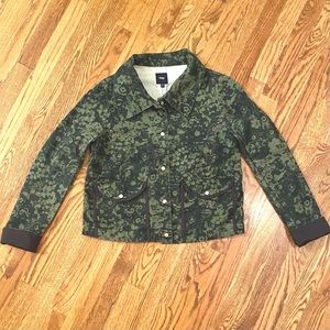 Gap - Lightweight Green & Dark Gray Floral Cotton Jacket Size Small